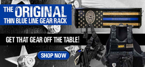 Breacher Rustics Thin Blue line police gear rack Vest and duty belt holder police gift