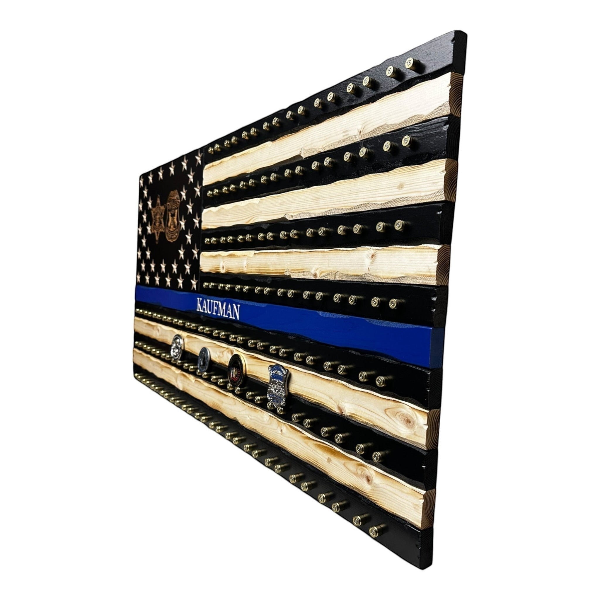 Thin Blue Line 9mm Casing Challenge Coin Display Flag