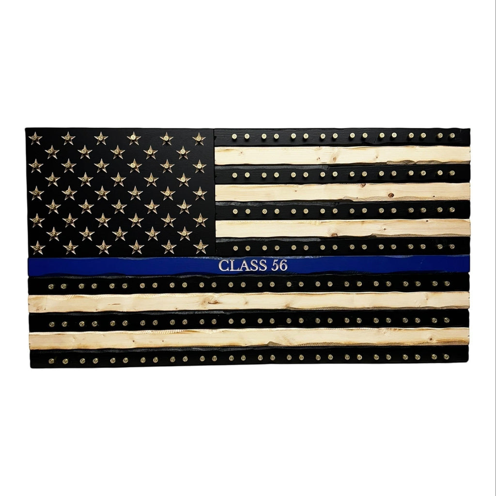 Thin Blue Line 9mm Casing Challenge Coin Display Flag