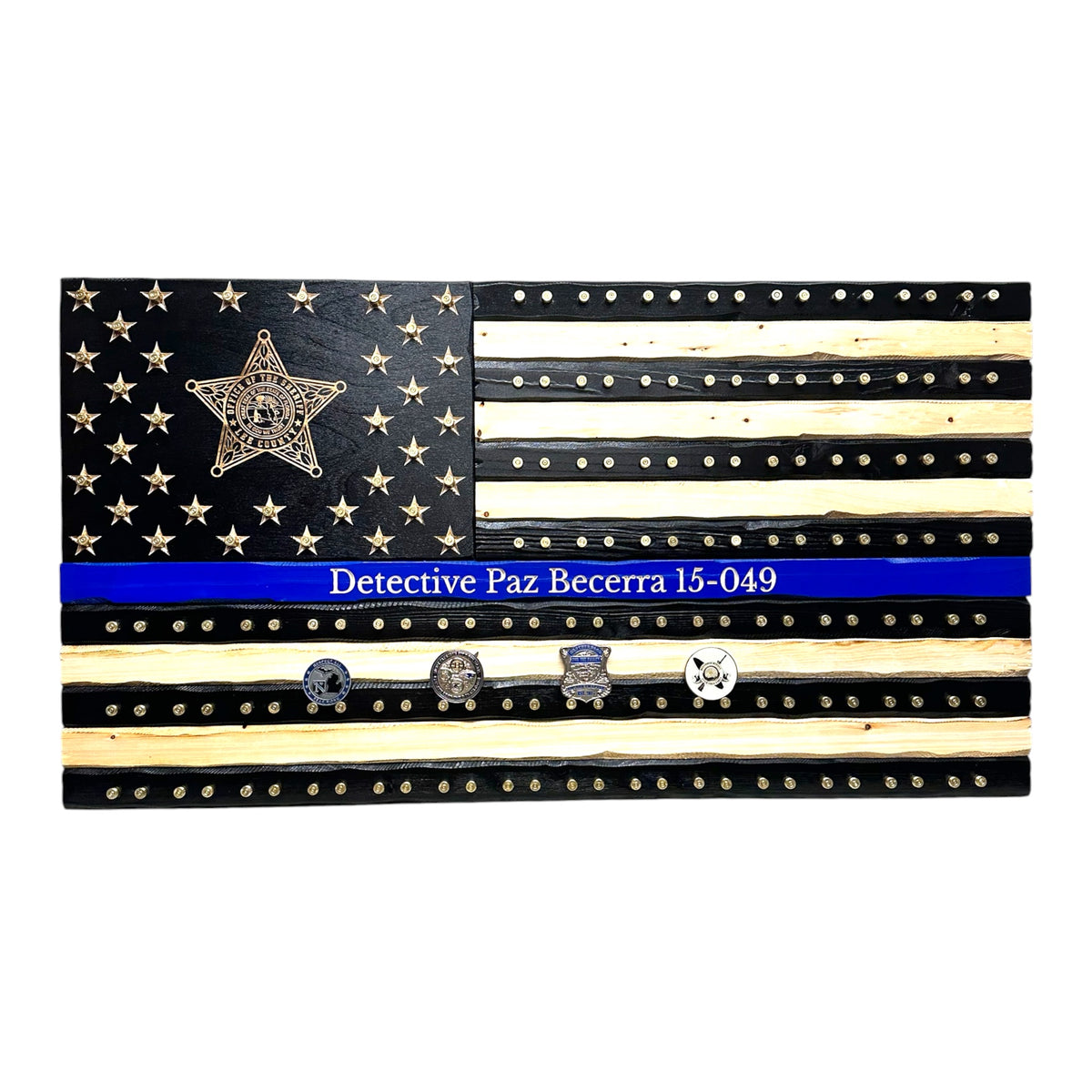 Thin Blue Line 9mm Casing Challenge Coin Display Flag