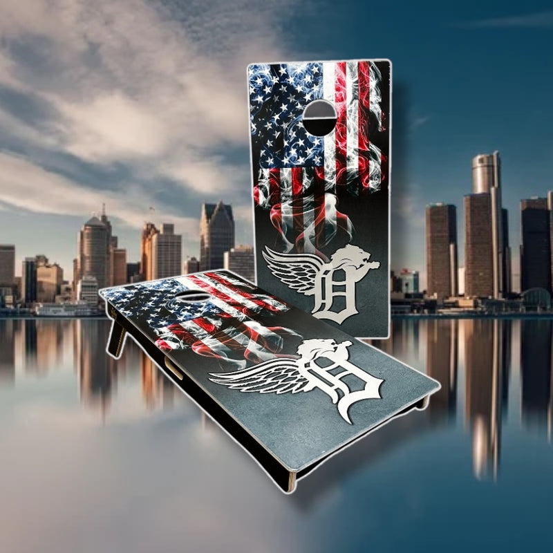 Detroit Sports American Flag Cornhole Set