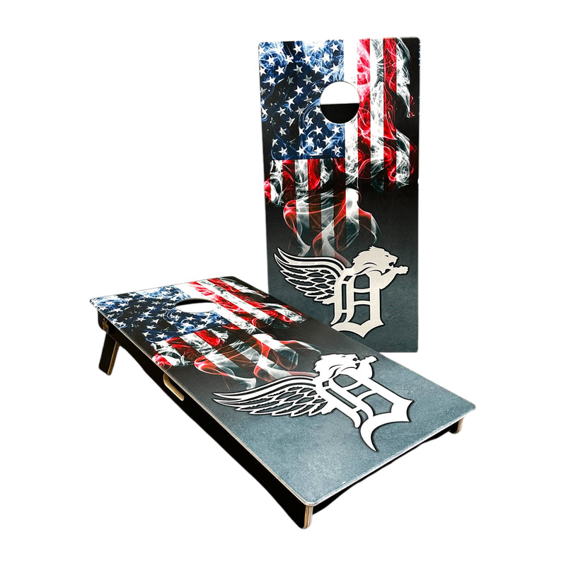 Detroit Sports American Flag Cornhole Set