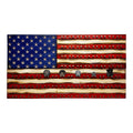 Breacher Rustics American flag display with 9mm casings for challenge coins. Features red and blue wood with engraved stars and stripes.