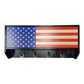 Breacher Rustics American Flag Concealment Gear Rack with 4 industrial-style hooks and RFID lock for secure storage. usa concealment rack wooden RFID locking hidden storage gear rack american flag wall mounted gun storage shelf usa made