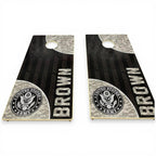 Breacher Rustics Army cornhole set with US Army logo and digital camouflage pattern. Features custom name text. army cornhole set handmade wooden patriotic backyard bean bag toss game military themed boards usa made