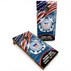 Breacher Rustics Coast Guard cornhole set with US flag and Senior Chief Gabriel Settel personalization. Baltic Birch wood. coast guard american flag cornhole set handmade wooden patriotic backyard bean bag toss game military themed boards
