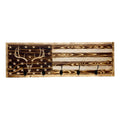 Breacher Rustics USA flag coat rack with carved deer skull and 5 black hooks. Made from wood. deer skull hunting coat rack usa flag wooden wall mounted hook rack rustic cabin decor hunting lodge organizer made in usa