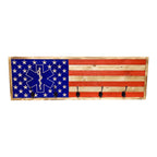 Breacher Rustics wooden American flag coat rack with EMS star of life emblem and 5 black hooks. ems flag coat rack wooden wall mounted hook rack emergency medical services patriotic first responder entryway organizer usa made
