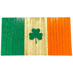 Breacher Rustics wooden Irish flag with a 3D green shamrock and a battle-worn finish.