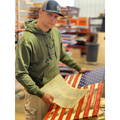 Breacher Rustics OD green cotton blend pullover hoodie with front muff pocket and logo.