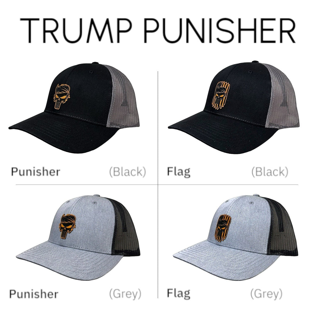 Breacher Rustics Punisher hat with bamboo leather patch, structured, low-profile, pre-curved visor, and snapback closure. Available in black and grey.