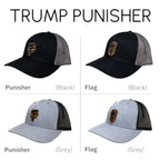Breacher Rustics Punisher hat with bamboo leather patch, structured, low-profile, pre-curved visor, and snapback closure. Available in black and grey.