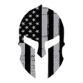 Breacher Rustics black and grey Spartan helmet decal with distressed American flag design.