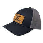 Breacher Rustics black cotton trucker hat with grey mesh back and bamboo patch that says Stand For Something.