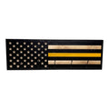 Breacher Rustics Thin Yellow Line American flag coat rack with 5 hooks, black and natural wood finish. thin yellow line flag coat rack wooden wall mounted hook rack dispatcher tribute first responder entryway organizer usa made
