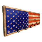 Breacher Rustics American Flag USA wooden coat rack with 5 black hooks and personalized name. handmade flag coat rack usa wood premium first responder patriotic wall mounted hook rack emergency medical services decor