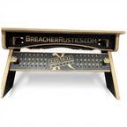 Breacher Rustics USA Flag Cornhole Set with dual-sided scoreboard and custom logo option. Made from Baltic Birch wood. military american flag cornhole set army design wooden outdoor yard game patriotic backyard boards