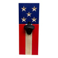 Breacher Rustics American flag wooden bottle opener with carved stars and red and blue stripes. patriotic american flag bottle opener bar wall decor wooden mounted beer opener rustic man cave accessory