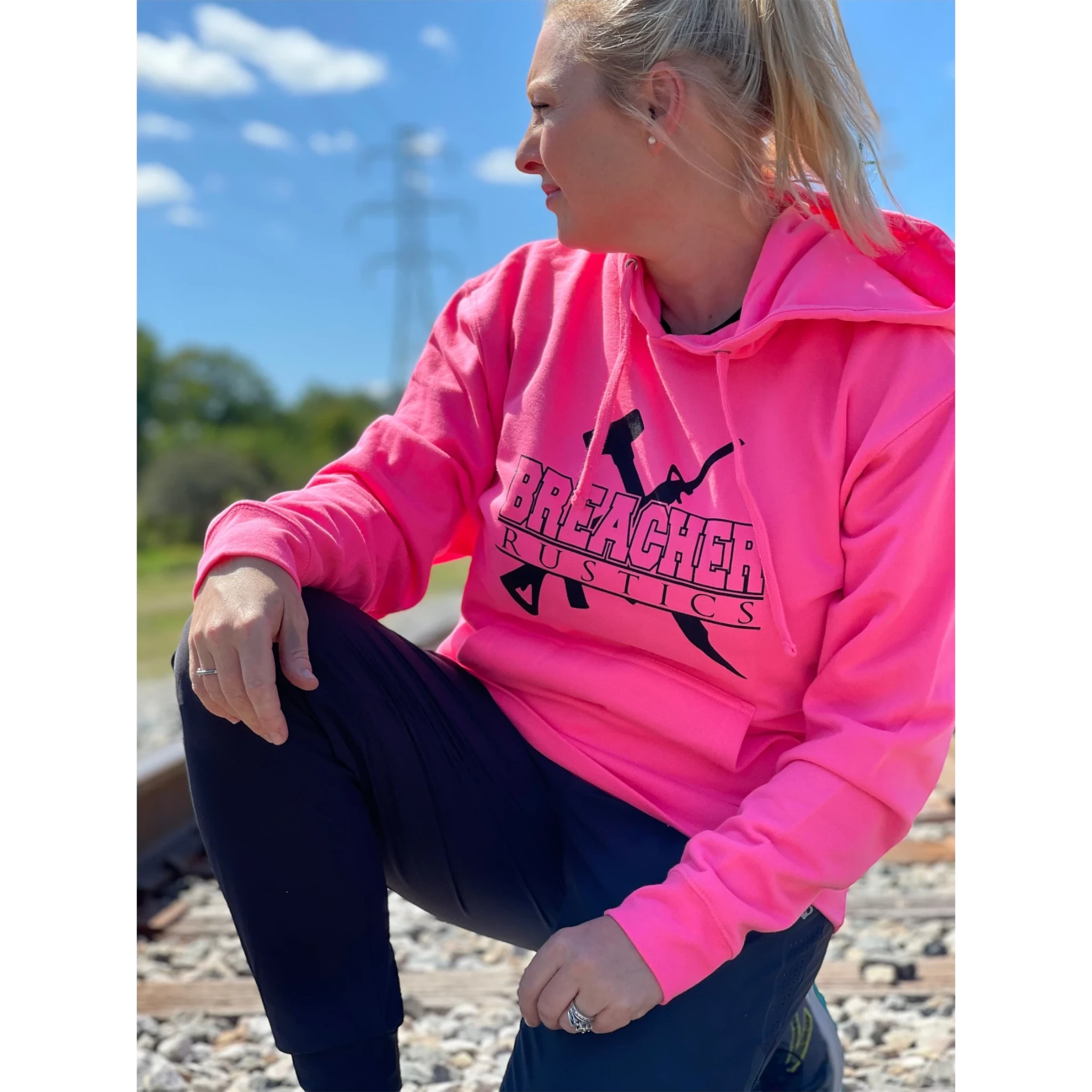 pink breacher rustics hoodie soft fleece patriotic tactical apparel womens fit casual usa made branded hoodie