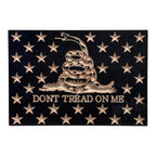 Breacher Rustics Don't Tread On Me concealment box with carved snake and stars, RFID lock, customizable foam interior. RFID gun concealment box dont tread on me wood hidden storage secure locking cabinet custom foam patriotic display case