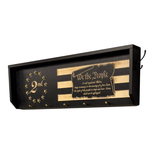 Breacher Rustics 2nd Amendment coat rack with bullet casing hooks and "We the People" text. second amendment bullet gear rack coat rack handmade wooden patriotic wall mounted organizer 2a flag decor usa made display
