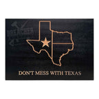 Breacher Rustics Don't Mess With Texas concealment box with carved outline and star, black wood finish. RFID gun concealment box texas wood safe hidden storage locking box custom foam interior secure patriotic display