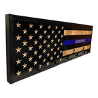 Breacher Rustics Thin Blue Line American flag wooden coat rack with 5 black hooks and personalized name. police thin blue line coat rack wall hooks wooden law enforcement gift entryway organizer patriotic police tribute rack usa made