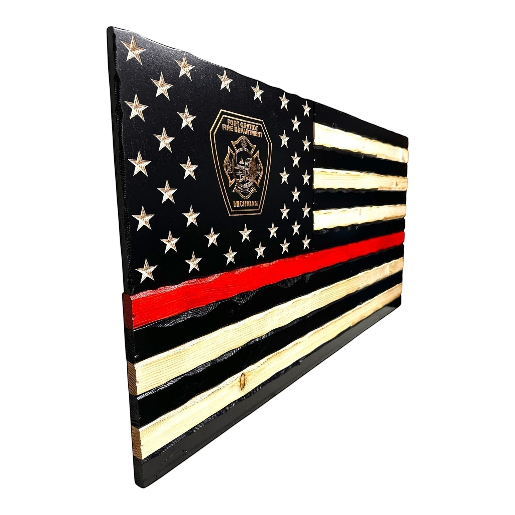 rustic thin red line wooden flag wall decor firefighter american flag wood art