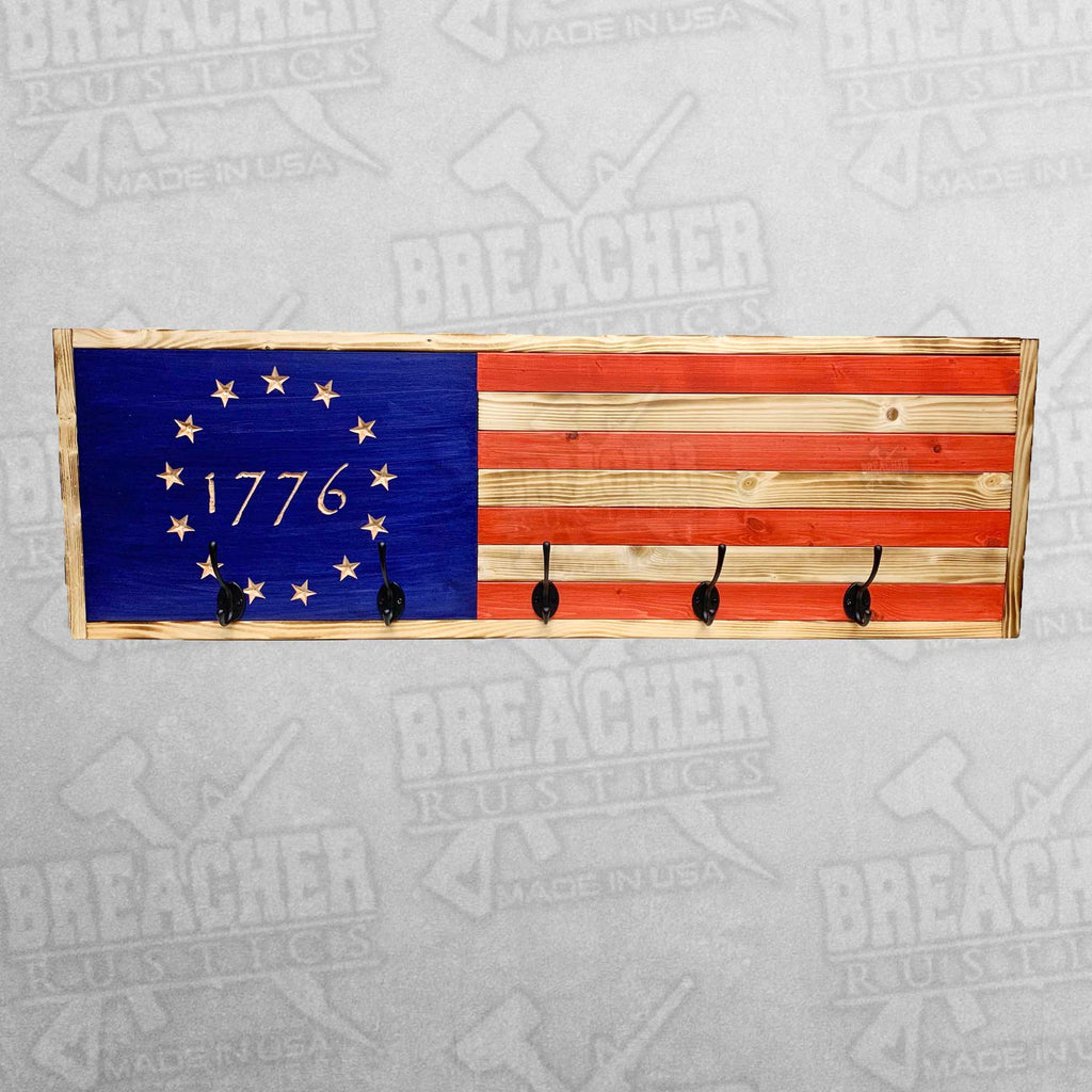 1776 Betsy Ross American Flag USA Coat Rack