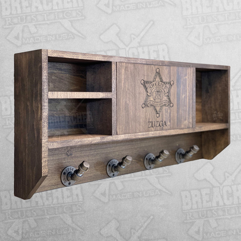LEO / Military Concealment Shelf Gear Rack (STAINED)