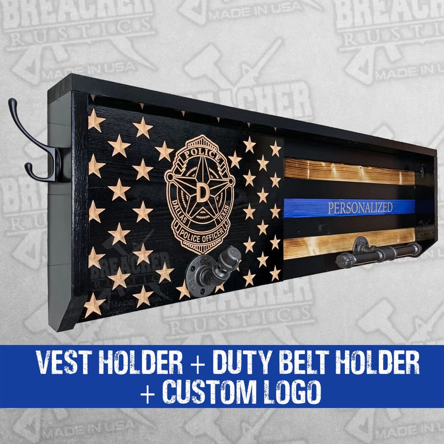 Custom Police Gear Rack For Duty Belt & Vest  Breacher Rustics – Breacher  Rustics- Stand For Something ™