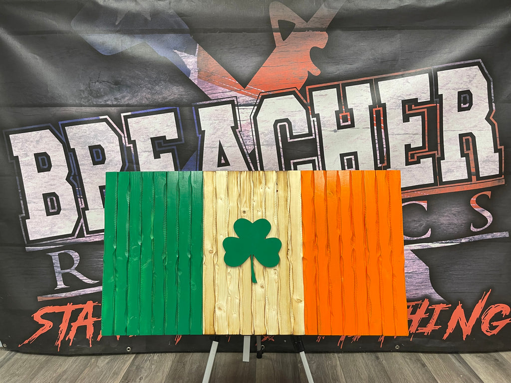 Battle Worn Irish Shamrock Wood Flag