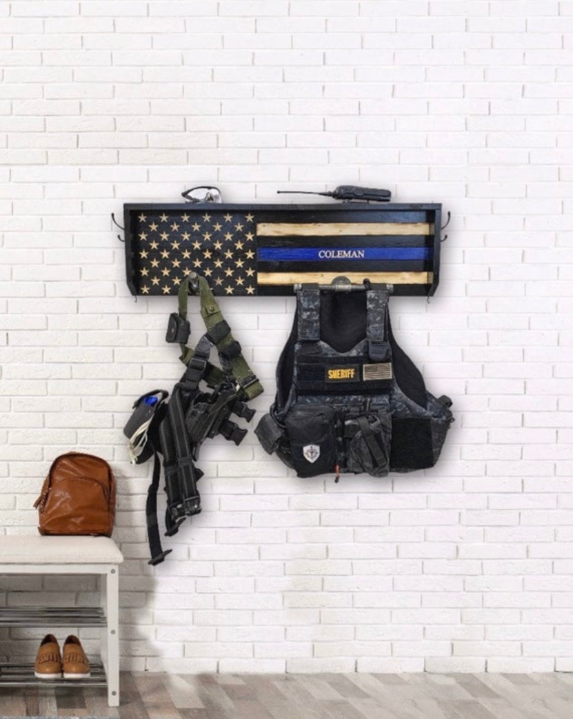 Custom Police Gear Rack For Duty Belt & Vest  Breacher Rustics – Breacher  Rustics- Stand For Something ™