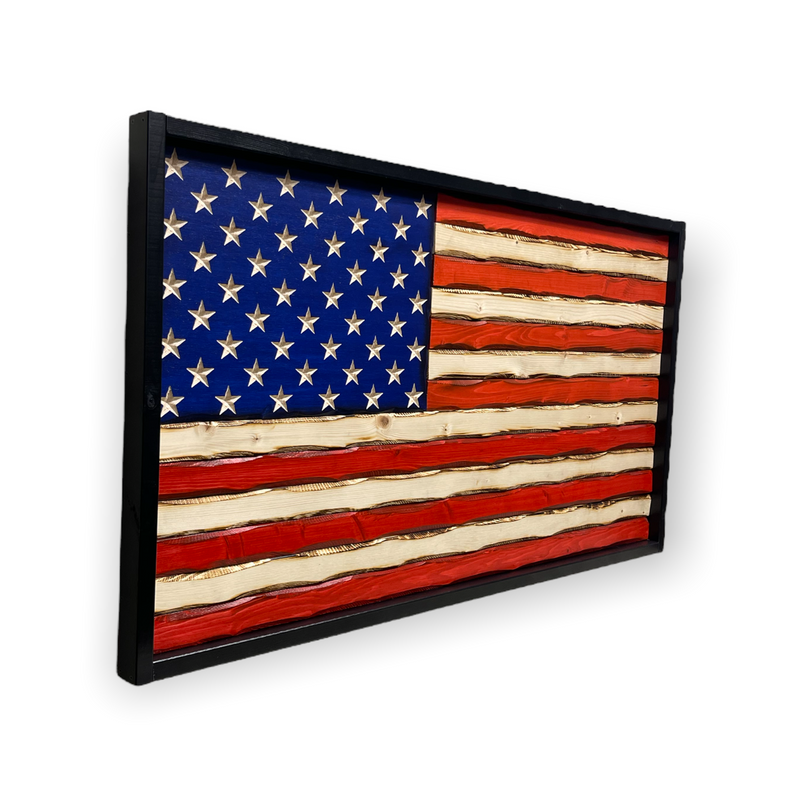 Wooden American Flag - Battle Worn Patina Finish