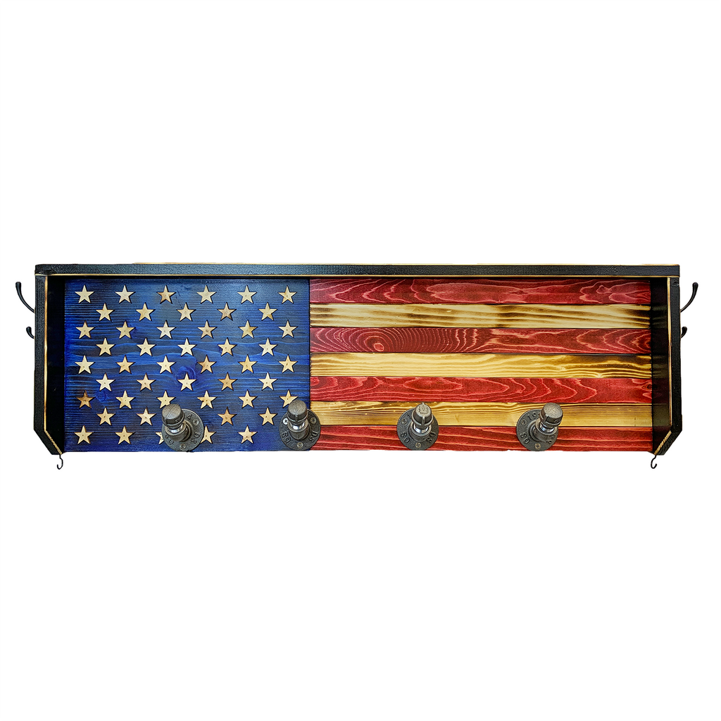USA Wooden Flag Gear Rack - Coat Rack