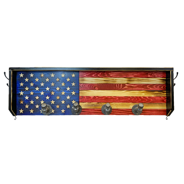 USA Wooden Flag Gear Rack - Coat Rack – Breacher Rustics- Stand For ...