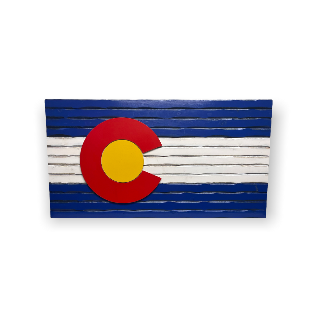 State of Colorado Battleworn Wood Flag