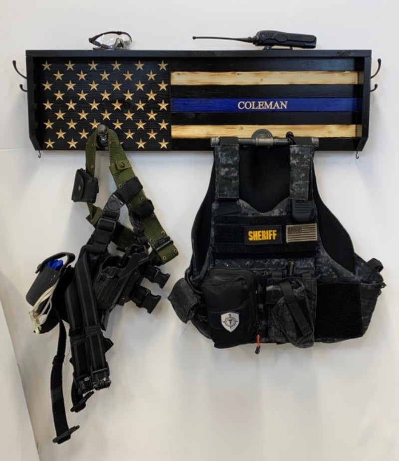 Thin Silver Line Correctional Officer Gear Rack