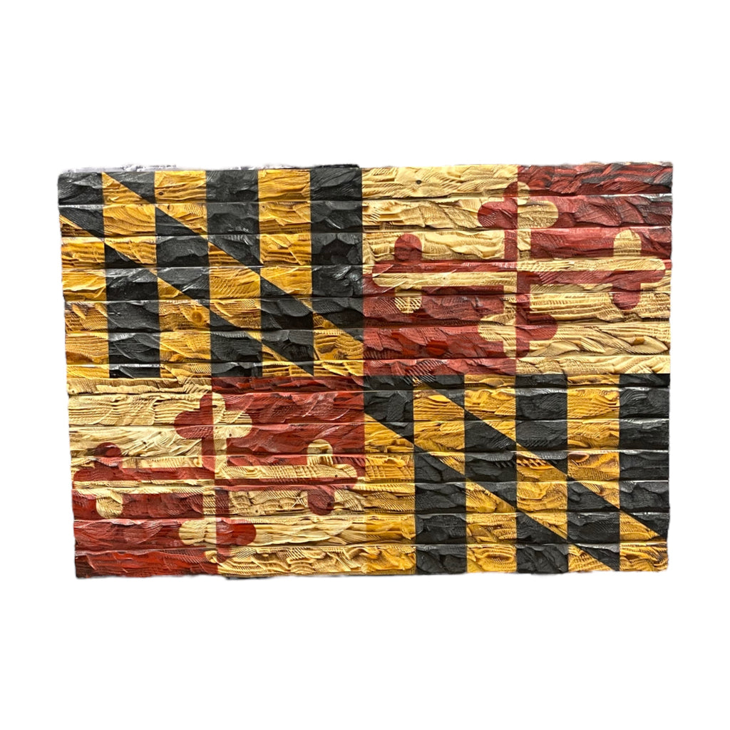 Maryland State Battleworn Wood Flag