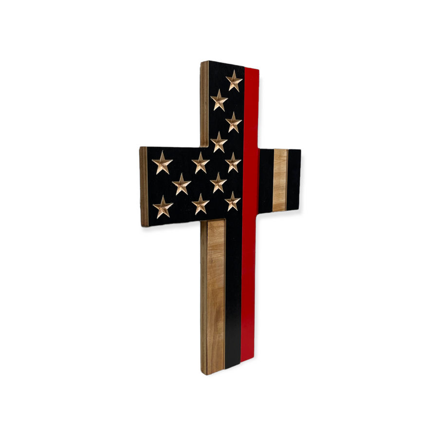 Thin Red Line Wooden Cross (Choose Other Color) – Breacher Rustics ...